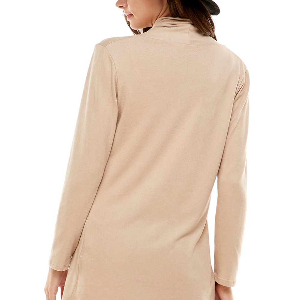Women's Casual Lightweight Open Front Cardigans with Pockets_Beige - Picture 8 of 9